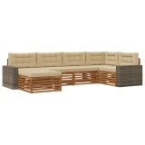 vidaXL Set de canapele de exterior cu pernă 6 pcs Natural și Bej 3383581