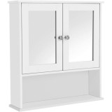 Dulap baie, suspendat, MDF, cu oglinda, 3 rafturi, 2 usi, alb, 56x13x58 cm, Artool GartenVIP DiyLine