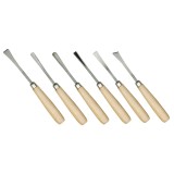 Cumpara ieftin Set 6 dalti cu maner din lemn, diverse forme, 170 mm