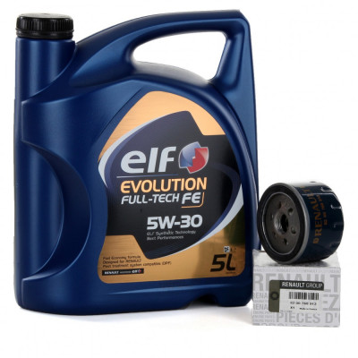 Pachet Revizie Ulei Motor Elf Evolution Full Tech FE 5W-30 5L + Filtru Ulei Oe Renault Twingo 1 1993-1996 8200768913 foto