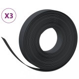 Borduri de gradina, 3 buc, negru, 10 m 10 cm, polietilena