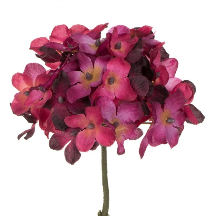 Floare Artificială Hortensie, Model Scurt, Culoare Roșu, Material Plastic, &Icirc;nălțime 24cm