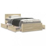 VidaXL Cadru de pat cu tăblie stejar sonoma 90x190 cm lemn prelucrat