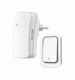 Sonerie fara fir si fara baterie 1 transmitator - comutator cinetic (1buton) si 1 receptor alb ( 1 sonerie) la priza , 38 melodii, distanta 150m. IP68, Omu System