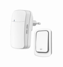 Sonerie fara fir si fara baterie 1 transmitator - comutator cinetic (1buton) si 1 receptor alb ( 1 sonerie) la priza , 38 melodii, distanta 150m. IP68
