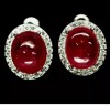 Cercei Argint placat Aur Alb cu Rubin Caboson - Bijuterii Elegante