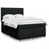 Cumpara ieftin Pat box spring cu saltea, negru, 140x200 cm, textil