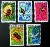 CHAD, INSECTE - SERIE COMPLETĂ MNH, Nestampilat