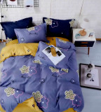 Lenjerie de pat pentru o persoana cu husa de perna patrata, Provence, bumbac mercerizat, multicolor