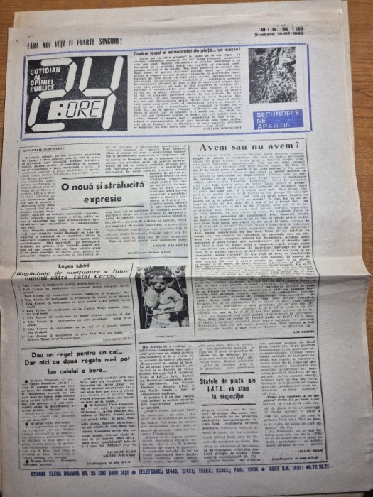ziarul 24 de ore - 14 iulie 1990