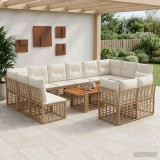 Cumpara ieftin Set de canapele pentru gradina 13 buc. Alb Natural si Crem