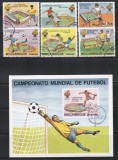 Mozambic 1981 - Cupa Mondială de fotbal, Spania - Stadioane, Serie + Colita NDT, Stampilata, Stampilat