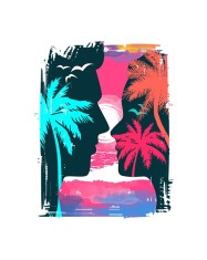 Sticker decorativ Apus pe Plaja, Multicolor, 69 cm, 3675ST foto