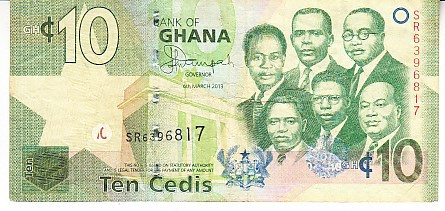 M1 - Bancnota foarte veche - Ghana - 10 cedis - 2013