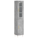 Dulap inalt, gri beton, 34,5x34x180 cm, lemn prelucrat