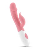 Vibratoare iepuras - Crushious Mochi Iepuras Vibrator Roz cu 30 de Vibratii si Lubrifiant Gratuit Gland Realist si Membru cu Vene