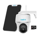 Cumpara ieftin Pachet camera de supraveghere cu Panou Solar si Card MicroSD 64 GB Reolink Argus PT Ultra WIFI, rezoluție 4K / 8MP