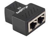 Splitter LANBERG RJ45 ecranat negru, 2 socluri x 1 mufă