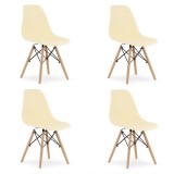 Set 4 scaune stil scandinav, Artool, Osaka, PP, lemn, crem si natur, 46x54x81 cm