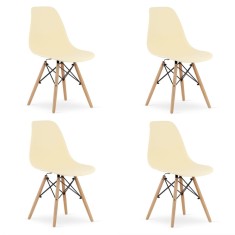 Set 4 scaune stil scandinav, Artool, Osaka, PP, lemn, crem si natur, 46x54x81 cm foto
