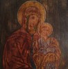 Icoana veche pe lemn Maica Domnului cu Pruncul