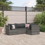 VidaXL Set mobilier de grădină cu perne, 4 piese, gri, poliratan