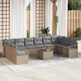VidaXL Set de canapele pentru grădină 11 pcs Bej Rattan poli
