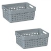 Set Coșuri Depozitare Plastic, Gri, Capacitate 1,25L, Oem