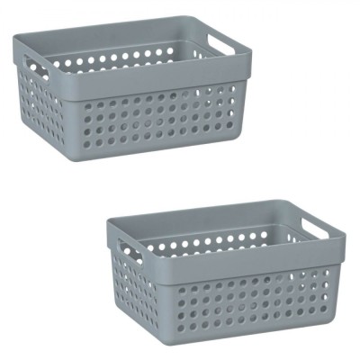 Set Coșuri Depozitare Plastic, Gri, Capacitate 1,25L foto