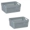 Set Coșuri Depozitare Plastic, Gri, Capacitate 1,25L