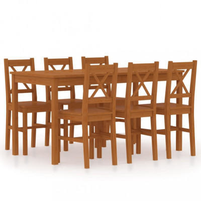 vidaXL Set mobilier de bucătărie, 7 piese, maro miere, lemn de pin foto