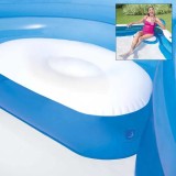 Piscina Gonflabila Family GRANIT, 229x229x66 cm, 990L, Scaune &amp; Suport Bauturi, Albastru/Alb