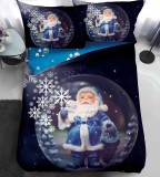 Cumpara ieftin Lenjerie Pat De Craciun O Persoana Eve Cr083, Bumbac, 4 Piese, Cu Elastic, Imprimeu