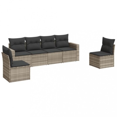 Set canapele de gradina cu perne, 6 piese gri deschis poliratan foto