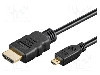 Cablu HDMI - HDMI, HDMI mufa, micro mufa HDMI, 3m, negru, Goobay - 31943 foto