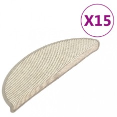 vidaXL Covorașe scări, 15 buc., 56x17x3 cm, semirotunde, argintii