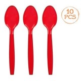 Lingurițe de plastic reutilizabile pentru petrecere, roșii, 15,2 cm, set de 10 bucăți, CMCLASS