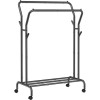 Suport mobil cu roti pentru haine, Artool, cu raft incaltaminte, otel, negru, max 100 kg, 103.5x52.5x155 cm, Leobert