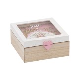 Cutie depozitare cu geam, Model Curcubeu, Lemn, 15x15x7 cm, ATU-084907, Oem