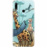 Husa silicon pentru Huawei P Smart 2019, Children Drawings Elephants Giraffes Lions