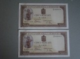 500 lei 1943 Filigran Vertical aUNC - 2 Buc. Serii Consecutive