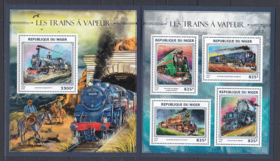 Niger 2016 - LOCOMOTIVE cu ABURI - BL + KB - MNH foto