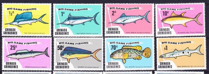 DB1 Fauna Marina Pesti Pescuit 1975 Grenada Grenadines 8 v. MNH