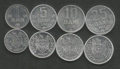 MOLDOVA SET / LOT ( 4 buc ) , 1 BAN + 5 BANI + 10 BANI + 25 BANI 2006 a UNC UNC