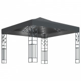 Pavilion cu șir de lumini LED, antracit, 3x3 m, vidaXL