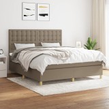 Cumpara ieftin Pat continental cu saltea, gri taupe, 180x200 cm, textil