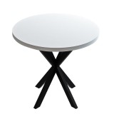 Cumpara ieftin Masa melaminata Kalipso in nuanta alb si picior metalic negru D70x75cm