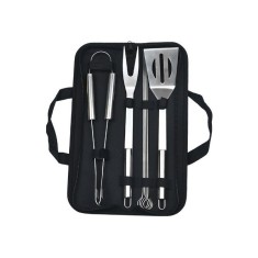 Set 7 Ustensile pentru Gratar, Cyrax, din Otel Inoxidabil, Geanta Oxford, Argintiu