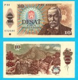 Cehoslovacia (pick 94) 10 Korun 1986 aUNC serie: P55 632486; Seria Brunovsk&yacute; (considerată una din cele mai artistice serii din Europa)