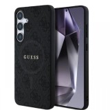 Guess Husa PU Leather 4G Colored Ring MagSafe Samsung Galaxy S25 Negru